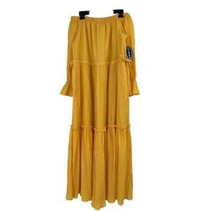 Scoop for Walmart off the shoulder maxi dress yellow size medium 8–10 1746